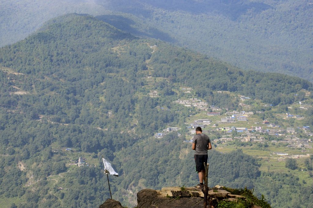 Man on hill in Nepal