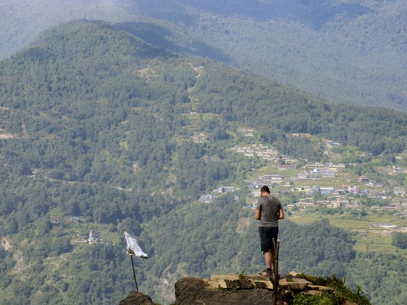 Man on hill in Nepal